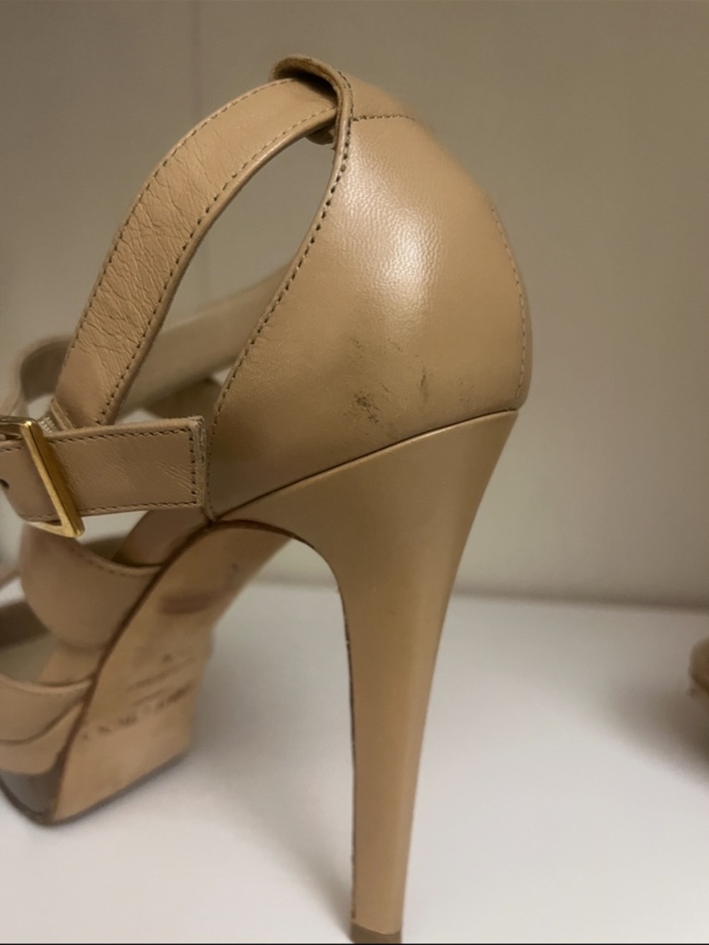 Jimmy Choo Kuki Nude Leather Strappy Platform Stiletto Sandals - Picture 12 of 16